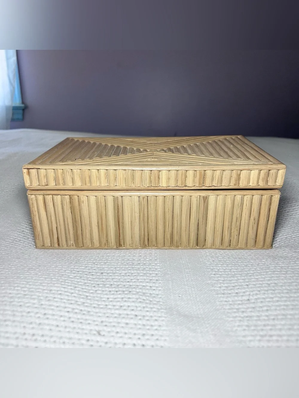Williams Sonoma Pencil Reed Trinket Box Split Bamboo